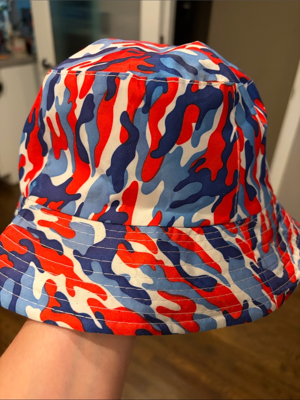 Red, Blue & White Camo Bucket Hat